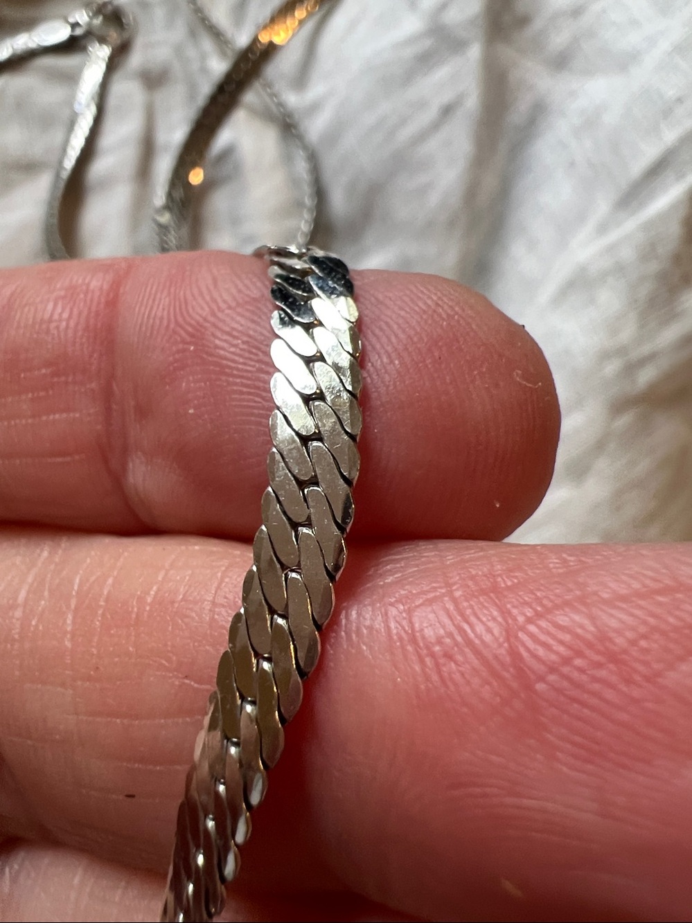 Vintage Sterling Silver herringbone necklace 30”